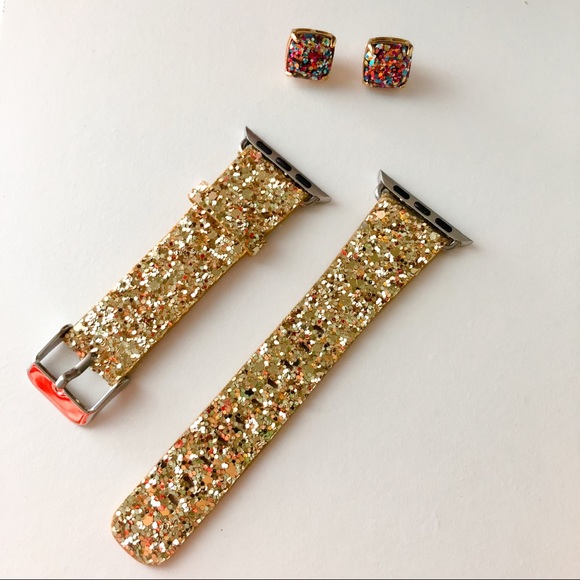 Boutique Accessories - Gold Glitter Apple Watch Buckle Band